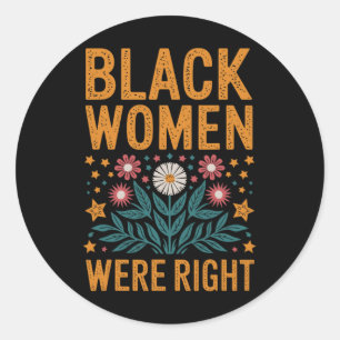 Pegatina Redonda Boho floral resiste a Trump Las mujeres negras est