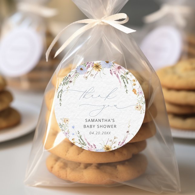 Pegatina Redonda Boho Garden Floral Baby Shower Gracias (Subido por el creador)
