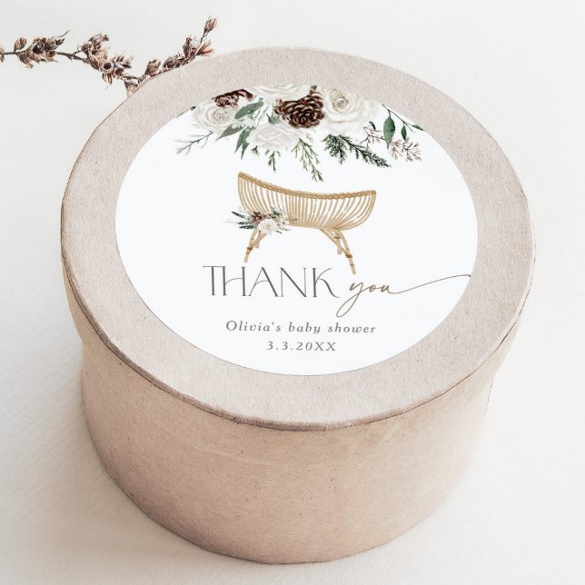 Pegatina Redonda Boho guardería invierno gracias baby shower (Subido por el creador)