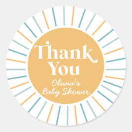 Pegatina Redonda Boho Here come the Son sunshine baby ducha