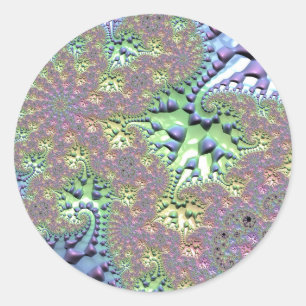 Pegatina Redonda Boho Hippie Groovy brillante fractal arcoiris colo