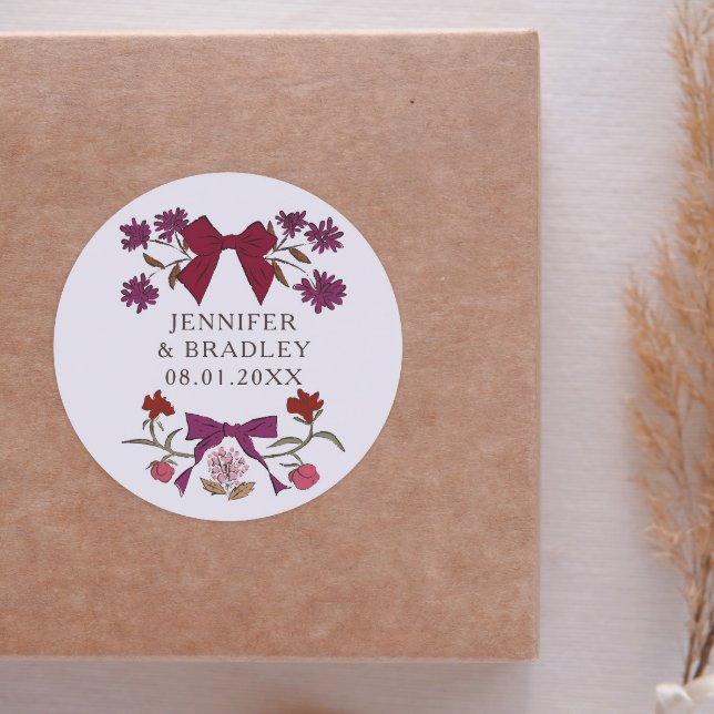 Pegatina Redonda Boho Magneta Ribbons Favor de Boda Floral (Subido por el creador)