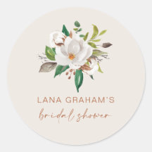 Boho Magnolia Favor Labels Bridal Shower Seal L201
