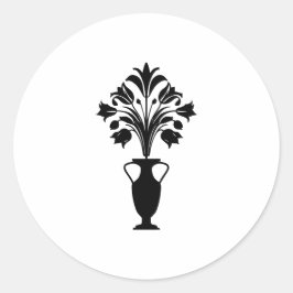 Pegatina Redonda Boho Mid Century Flower Pot