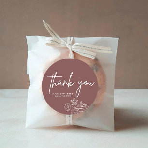 Pegatina Redonda Boho Minimalista Favor de Boda de Agradecimiento M