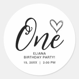 Pegatina Redonda Boho mínimo moderno Primer cumpleaños