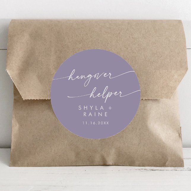 Pegatina Redonda Boho Moda Lavender Purple Hangover Helper Favor (Subido por el creador)