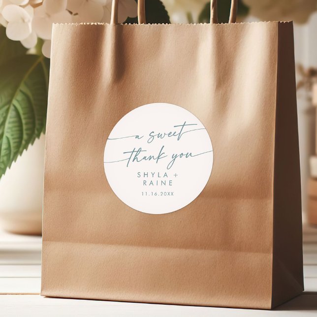 Pegatina Redonda Boho Moda Verde azulada y blanca Un dulce Gracias (Subido por el creador)