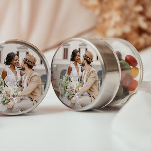 Pegatina Redonda Boho moderno simple Boda fotográfico