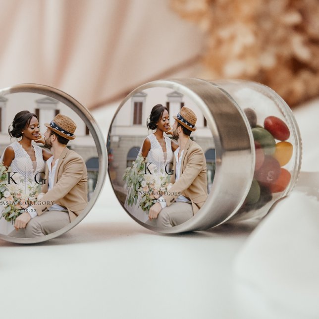 Pegatina Redonda Boho moderno simple | Boda fotográfico (Subido por el creador)