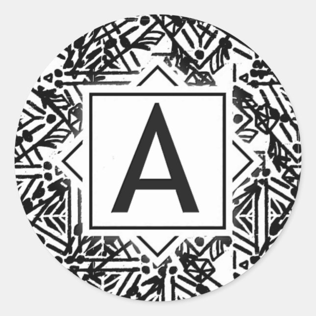 Pegatina Redonda Boho Monograma A (Anverso)
