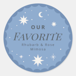 Pegatina Redonda Boho moon bebida favorita bebida bebida favorita p