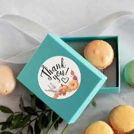 Pegatina Redonda Boho Naranja Pumpkin Gracias a la acuarela otoñal