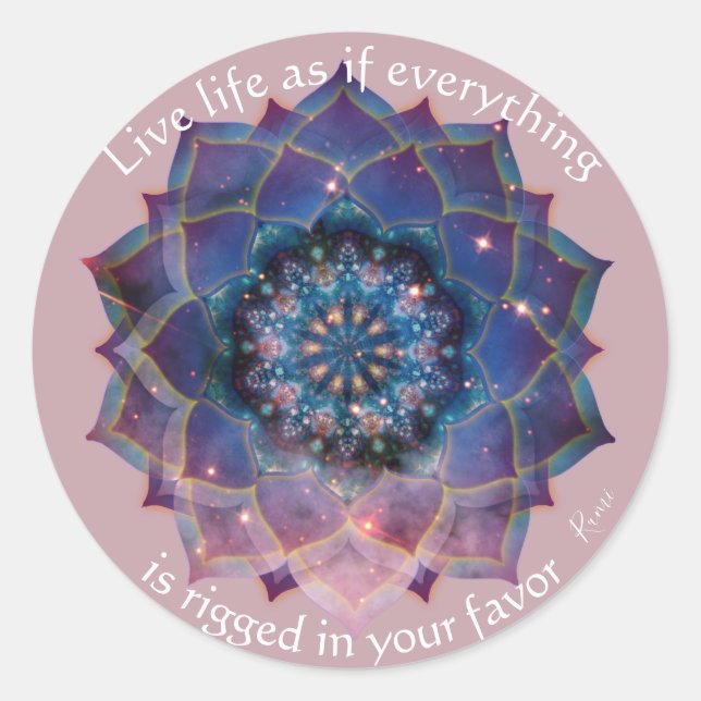 Pegatina Redonda Boho Nebula Bloom | Diseño de Mandala (Anverso)