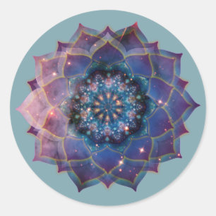 Pegatina Redonda Boho Nebula Bloom   Diseño Mandala