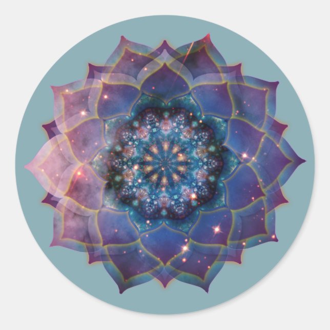 Pegatina Redonda Boho Nebula Mandala, místico (Anverso)