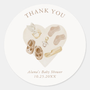 Pegatina Redonda Boho Nursery Moda Baby Shower Gracias Ro Clásico