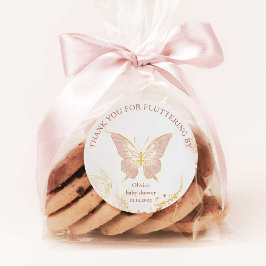 Pegatina Redonda Boho oro mariposa gracias por revolotear