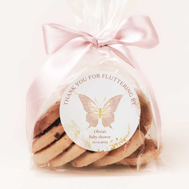 Pegatina Redonda Boho oro mariposa gracias por revolotear (Subido por el creador)