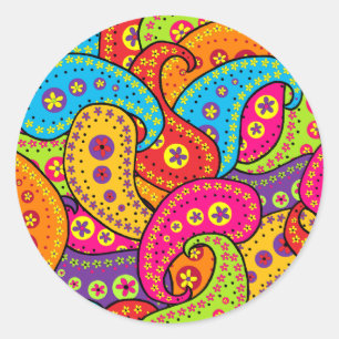 Pegatina Redonda Boho Paisley