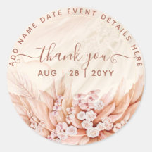 Boho Pampas Grass Gracias Por Favor Classic Round 