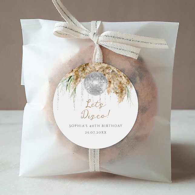 Pegatina Redonda Boho Papmas Grass Disco Ball Fiesta de cumpleaños (Subido por el creador)