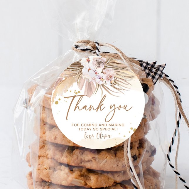 Pegatina Redonda Boho Pasto de Pampas Gracias (Subido por el creador)