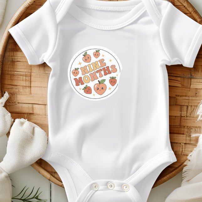 Pegatina Redonda Boho Peach Strawberry Bebé Nueve Meses Hito (Subido por el creador)
