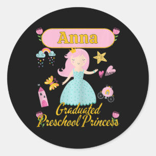 Pegatina Redonda Boho Princesa Anna 2026 Preescolar Personalizada G