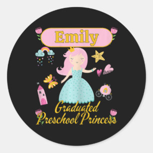 Pegatina Redonda Boho Princess Emily 2026 Preescolar Personalizado