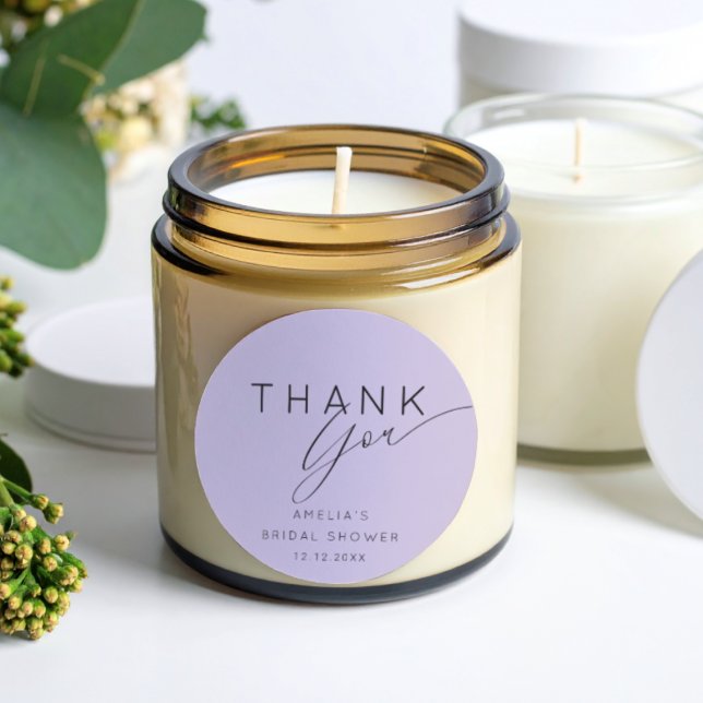 Pegatina Redonda Boho Purple Lavender Thank You Bridal Shower  (Subido por el creador)