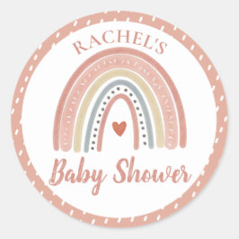 Pegatina Redonda Boho Rainbow Baby Shower