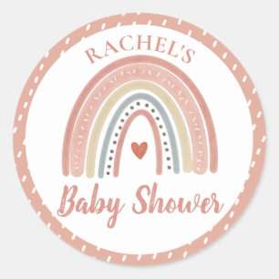 Pegatina Redonda Boho Rainbow Baby Shower