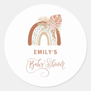 Pegatina Redonda Boho Rainbow Baby Shower