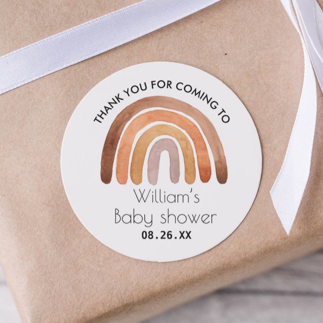 Pegatina Redonda Boho Rainbow Gracias Baby Shower (Subido por el creador)