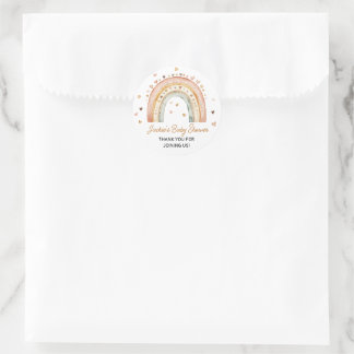 Pegatina Redonda Boho Rainbow Watercolor Baby Shower