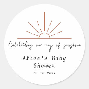 Pegatina Redonda Boho Sol Gracias Aniversario Baby Shower 