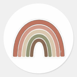Pegatina Redonda Boho Sticker de Arcoíris – Diseño Minimalista Vint