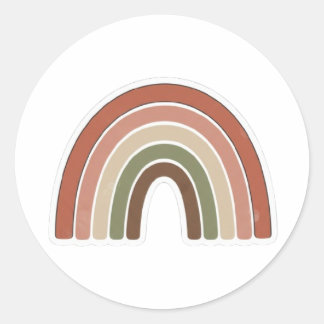 Pegatina Redonda Boho Sticker de Arcoíris – Diseño Minimalista Vint
