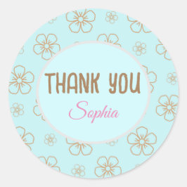 Pegatina Redonda Boho Sticker Thank you floral | Aufkleber custom 