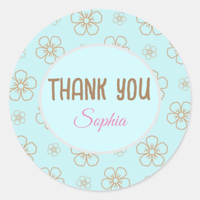 Pegatina Redonda Boho Sticker Thank you floral | Aufkleber custom  (Anverso)