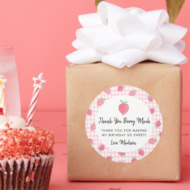 Pegatina Redonda Boho Strawberry Berry Sweet Birthday (Fiesta)