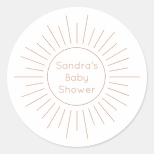 Pegatina Redonda Boho Sun Baby Shower