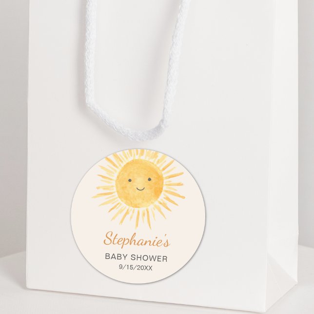 Pegatina Redonda Boho Sun Gender-Neutral Baby Shower (Subido por el creador)
