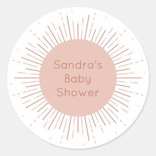 Pegatina Redonda Boho Sun Modern Baby Shower