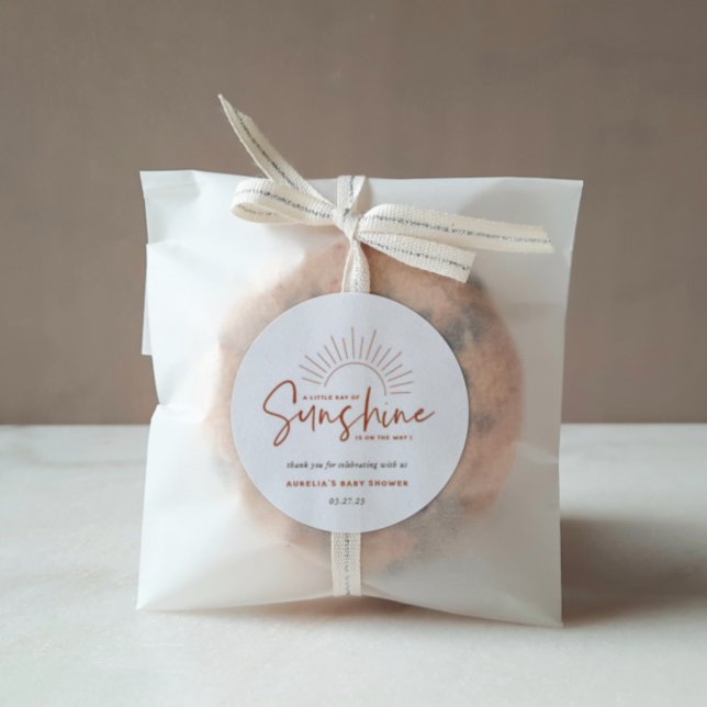 Pegatina Redonda Boho Sunshine Baby Shower (Subido por el creador)