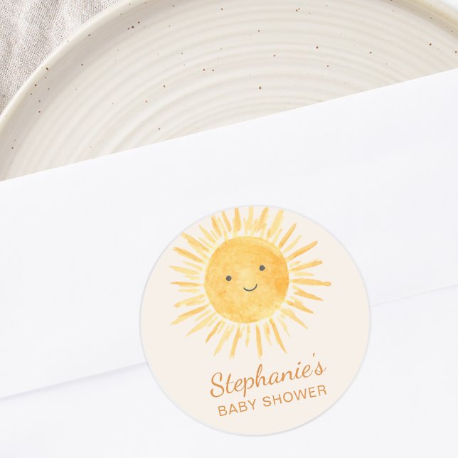 Pegatina Redonda Boho Sunshine Baby Shower (Subido por el creador)