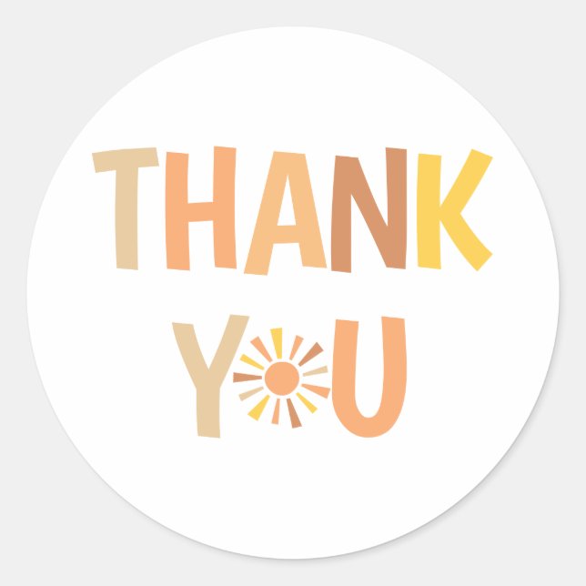 Pegatina Redonda Boho Sunshine Baby Shower (Anverso)