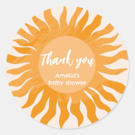 Pegatina Redonda Boho sunshine Bebé ducha favor gracias