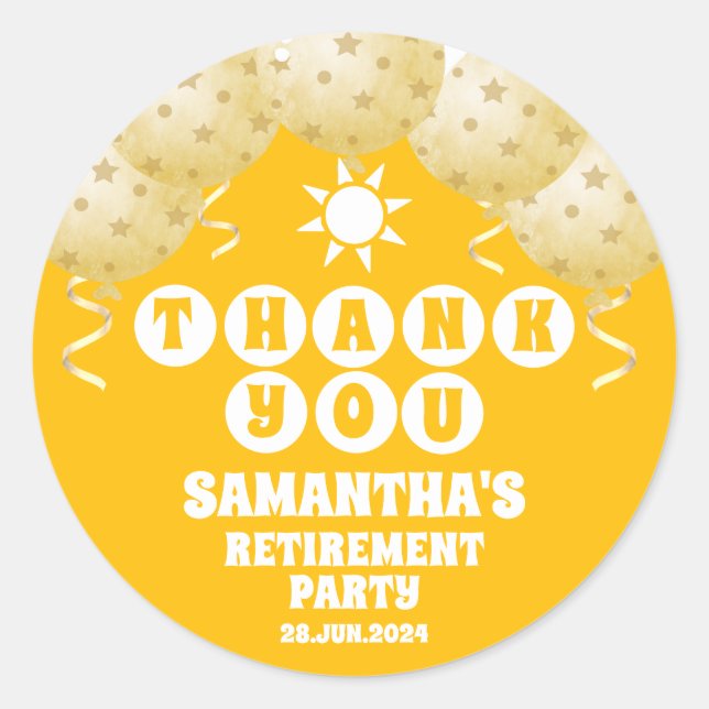 Pegatina Redonda Boho Sunshine Globos Jubilación Favor Gracias (Anverso)